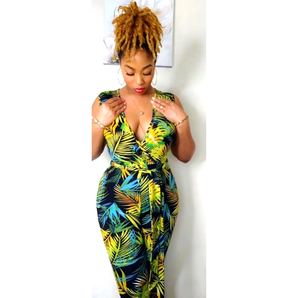 Deep V neck jumpsuit